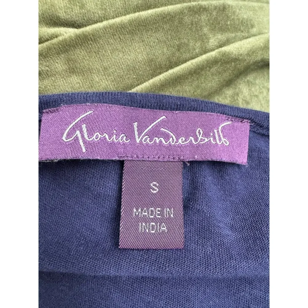 Gloria Vanderbilt Embroidered Boho Peasant Top Blue Short Sleeve Size S - Picture 4 of 10